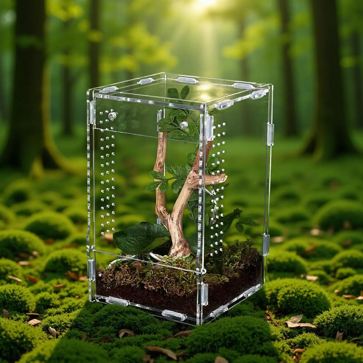 Front Opening Acrylic Jumping Spider Enclosure Escape Proof Habitat 12x12x20cm
