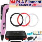 New Children's 3D Pen 3D Printing Pen with LCD Screen 200M PLA and Power Adapter Travel Case Christmas Birthday Gift for Kids