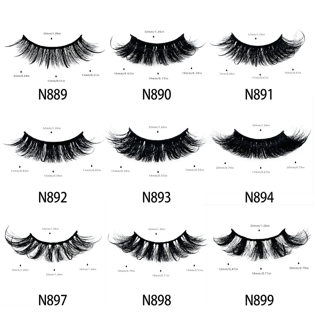 Free Shipping 10Pairs/Pack Fluffy Wispy Natural Strip Lashes With Spikes Wholesale in Bulk Faux Mink Lashes Supplies