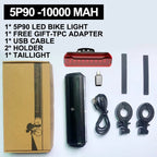 Fivemi 5Led MTB Bicycle Lights 10000MAH Rechargeable Bike Light Flashlight Outdoor Cycling Bike Accessories for Electric Scooter