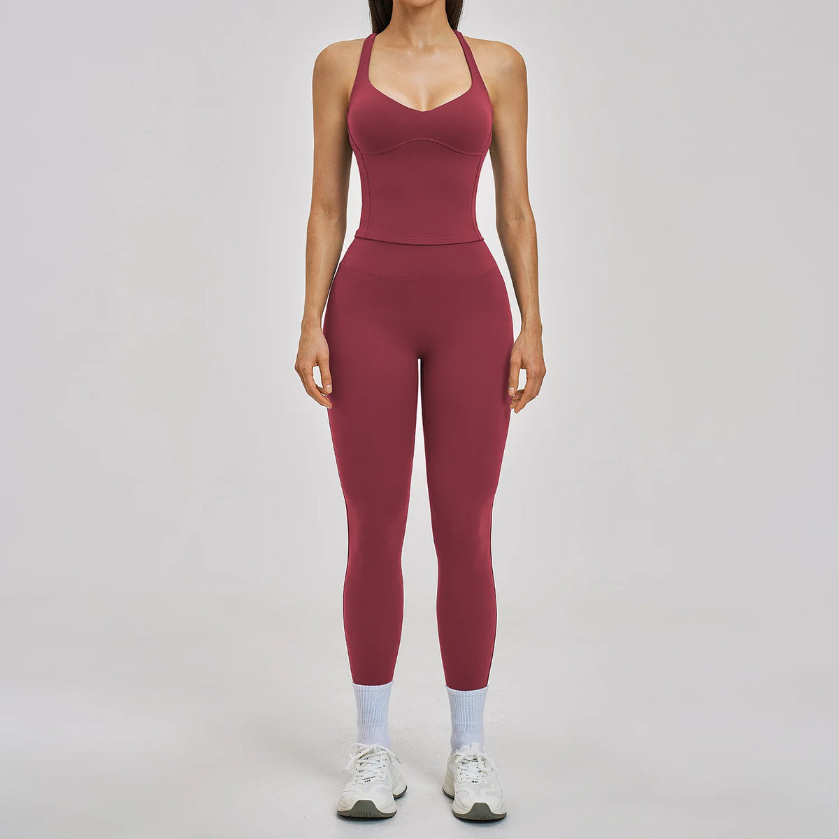 Women's 2pc Yoga Set High Waist Leggings + Top Workout Gym Tracksuit, Black/Blue S-XL