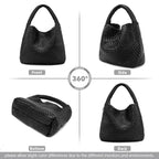 Woven Tote Bag for Women Large Woven Handbag Soft Leather Shoulder Bag Work Shopper Summer Beach Travel Tote Bag with Purse