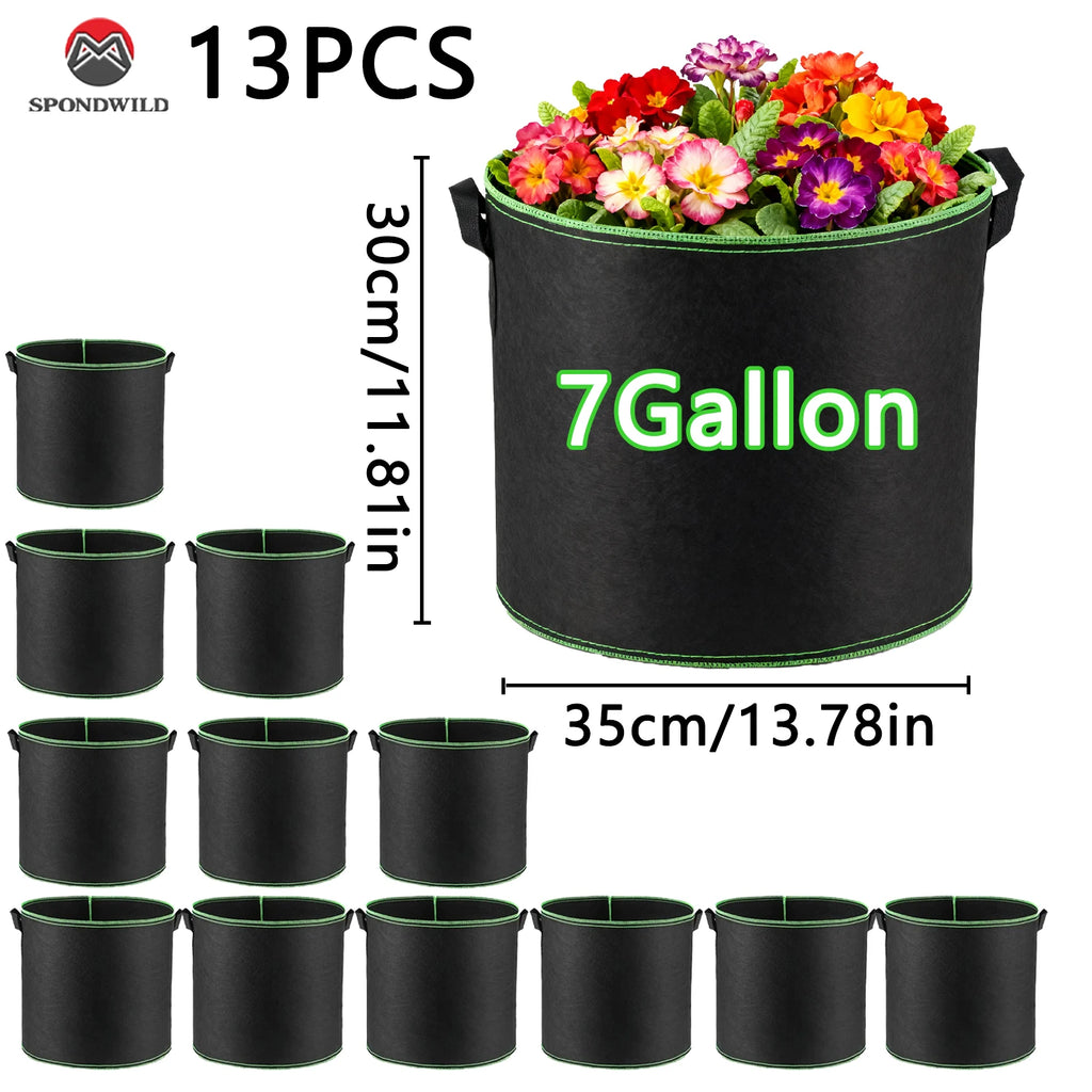 3/5/7 Gallon Grow Bags for Vegetable/Flower/Plant Fabric Pots with Handles Reinforced Aeration Planting Bags for Vegetables