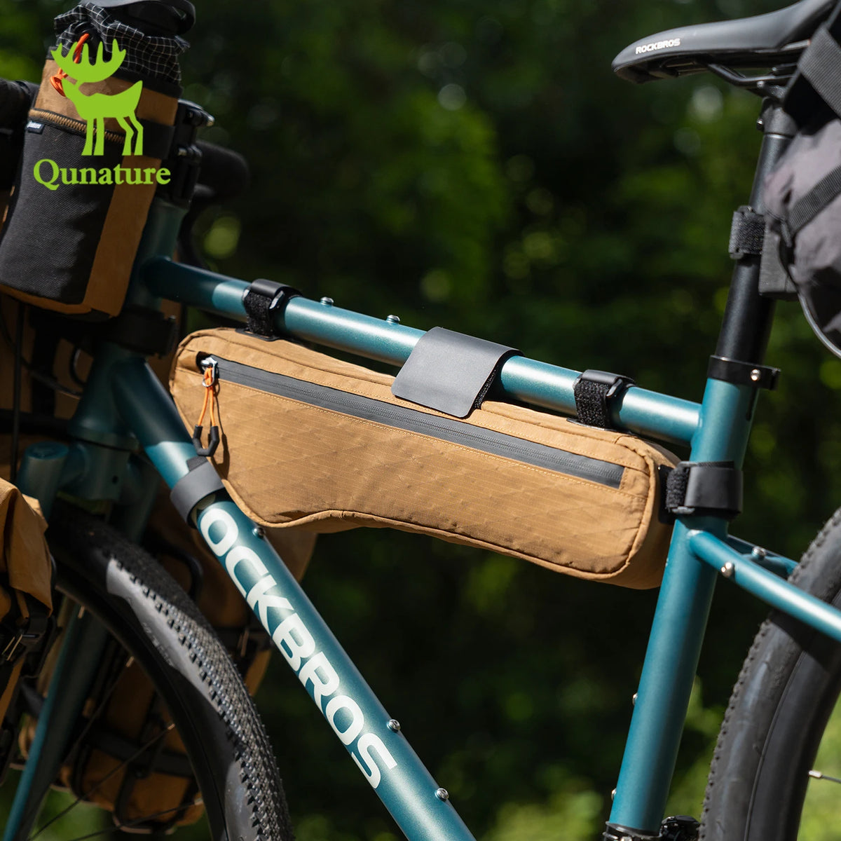 Qunature Bikepacking Bag Bike Frame Bag Large-capacity Waterproof Mtb&Road Bike Cycling Bag Wear-resistant Extra Long
