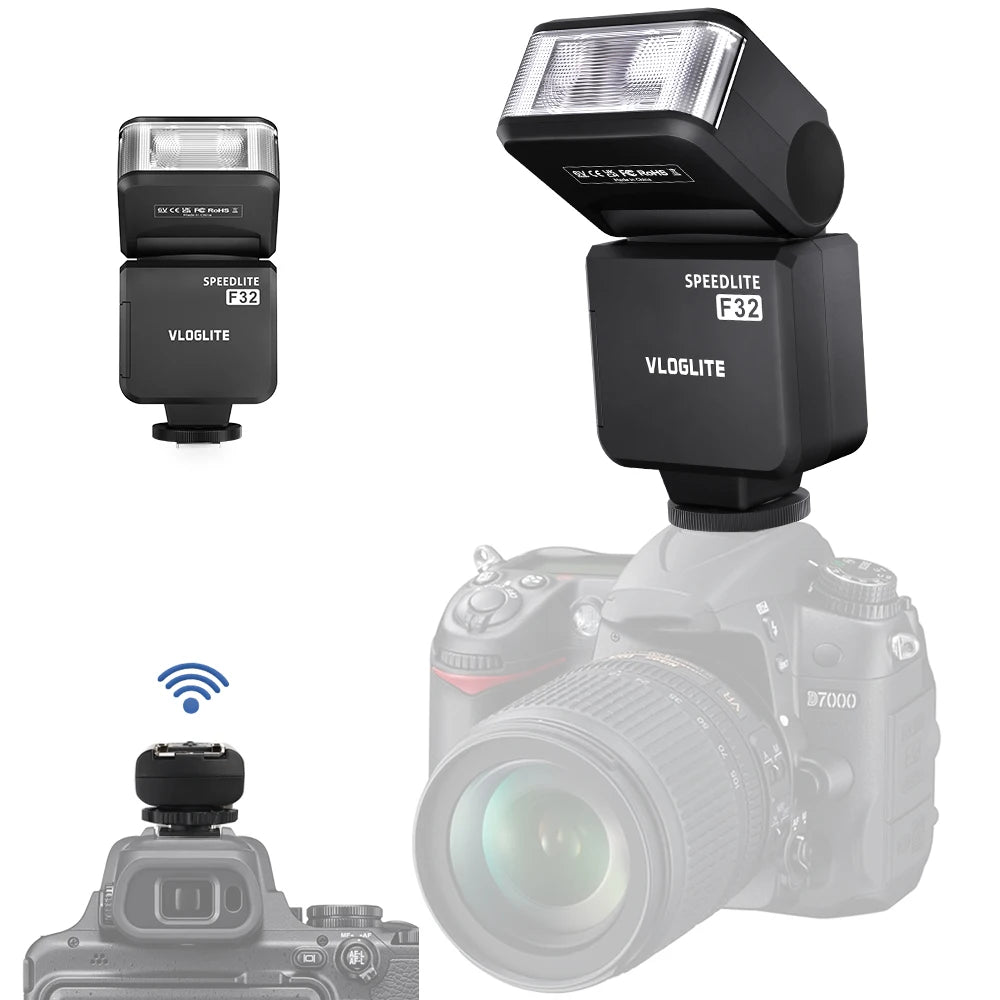 LINIM F32 Universal On-Camera Flash Electronic Speedlite GN32 Wireless Trigger for Canon Sony Nikon Olympus Pentax DSLR Cameras