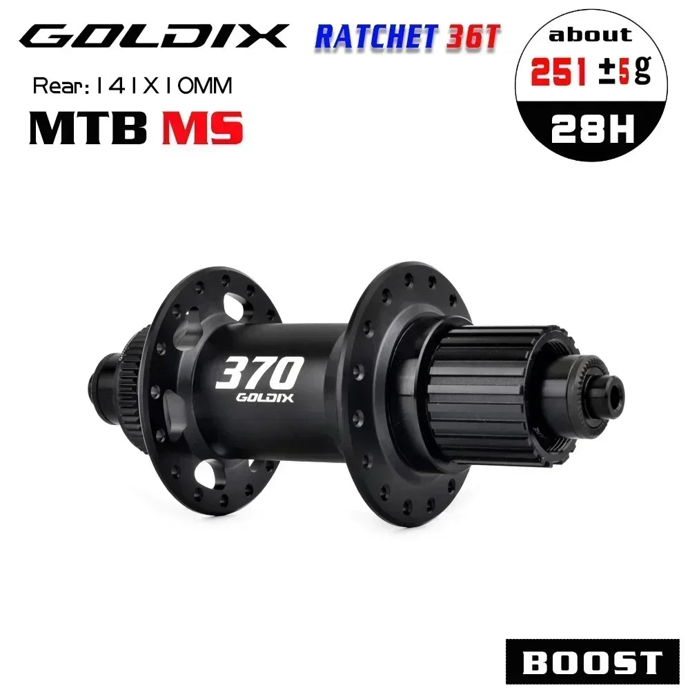 GOLDIX M370 36T Ratchet Bicycle Hubs 28 Hole J-Bend Spoke Center Lock Disc Brake Mountain Bike Hub HG/XD/MS 4pcs Seal Bearing