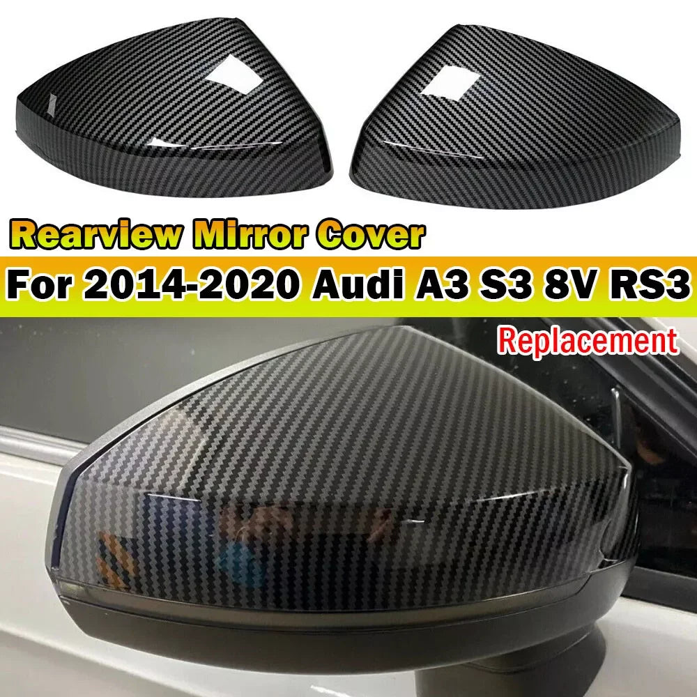 Audi A3 S3 RS3 8V 2013-2020 Side Mirror Cover Cap Replacement Carbon Look or Gloss Black