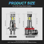 2x Three Sides Light H7 H8 LED Headlight Kit With Fan Canbus Error Free 6500K Wireless Turbo Driving Headlamp Replacement Bulbs