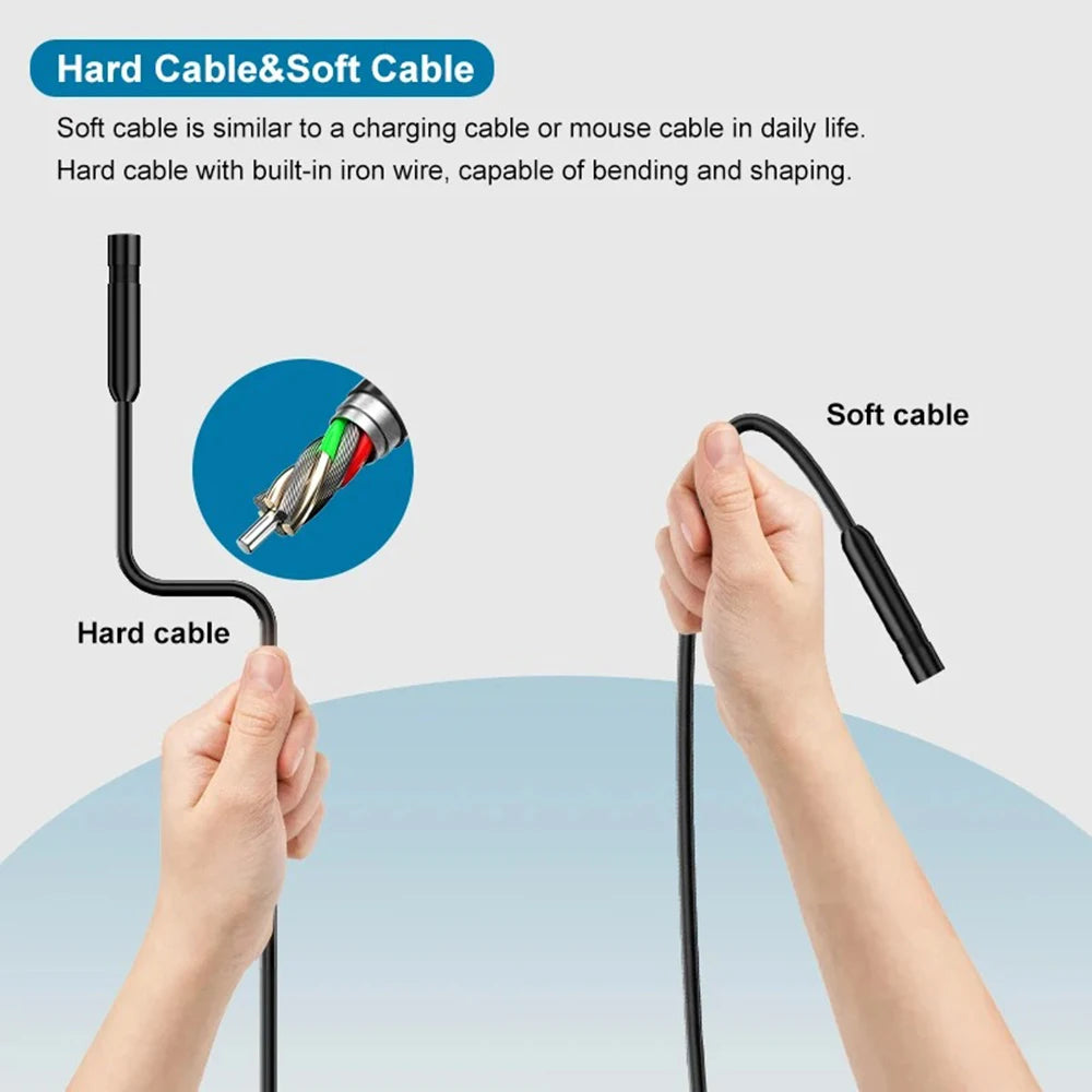 iOS Endoscope Inspection Camera 960P HD Borescope, Hard/Soft Cable 1m-10m
