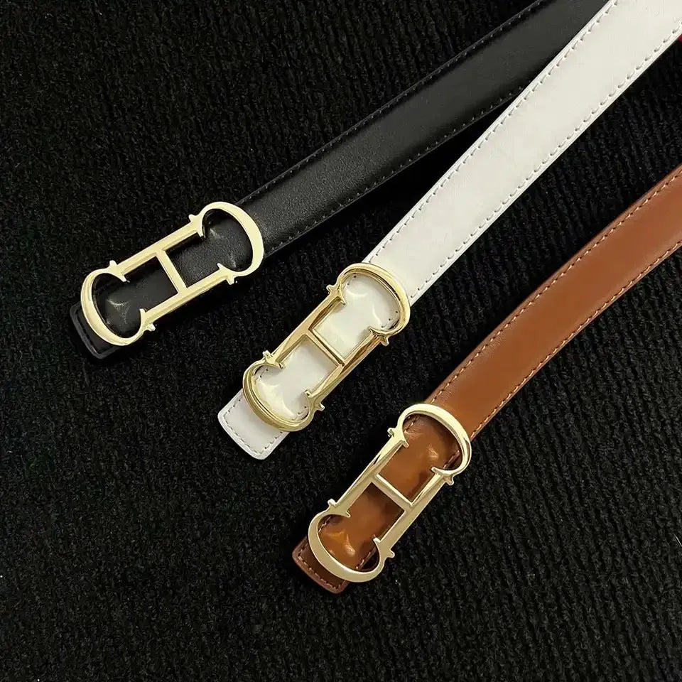 Women's 25mm Belt with Gold Letter Buckle, Jeans Waist Belt, Sizes 95-115cm