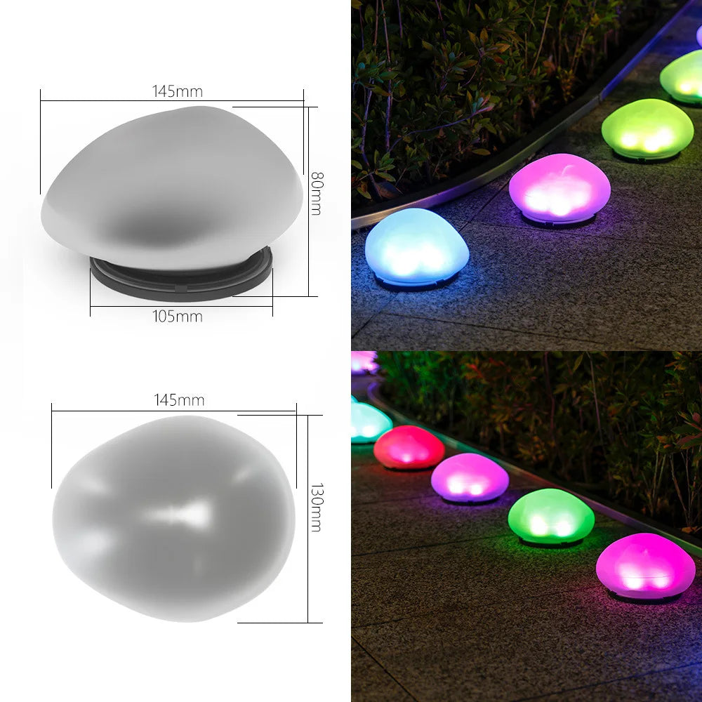 Solar stone ground light outdoor waterproof ABS garden pathway lamp, warm/white, 1pc/2pcs
