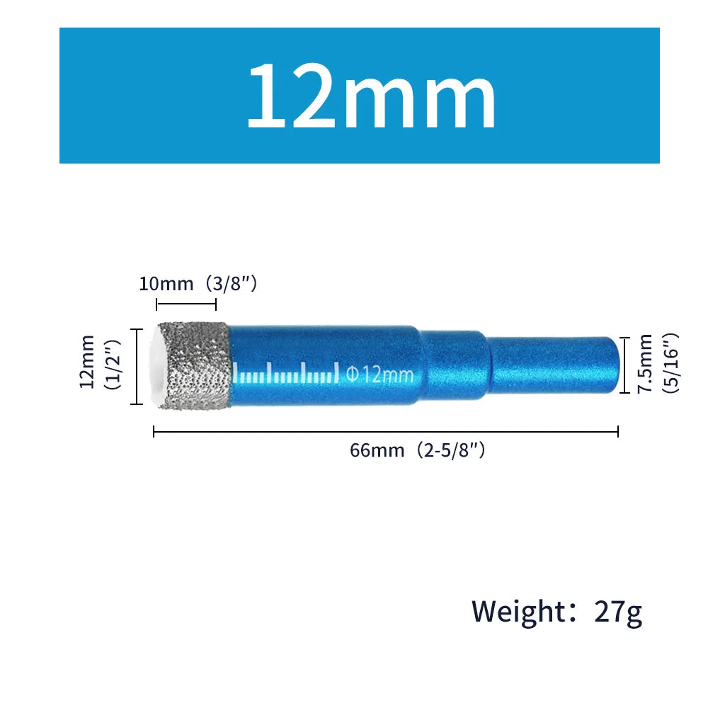 Diamond Brazed Dry Drilling Bit Porcelain Cup Saw Ceramic Marble Granite Tile Hole Opener Hole Saw Cutter 1Pc 5-16mm Round Shank