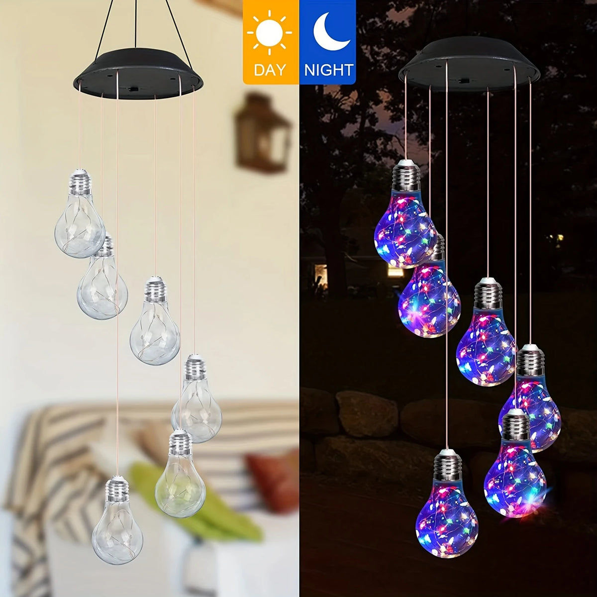 1pc of Solar Outdoor Courtyard Bulb Wind Chime Landscape Decorative Light, Outdoor LED Wind Chime Light for Festive Illumination