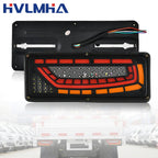 2PCS 12/24V Dynamic LED Truck Tail Light Turn Signal Rear Brake Lights Reverse Signal Lamp Trailer Lorry Bus Camper Caravan