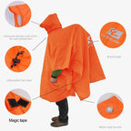 3 In 1 Outdoor Raincoat Hooded Sleeve Long Waterproof Rain Poncho Motorcycle Rain Cover Camping Hiking Travel Rainwear Tent