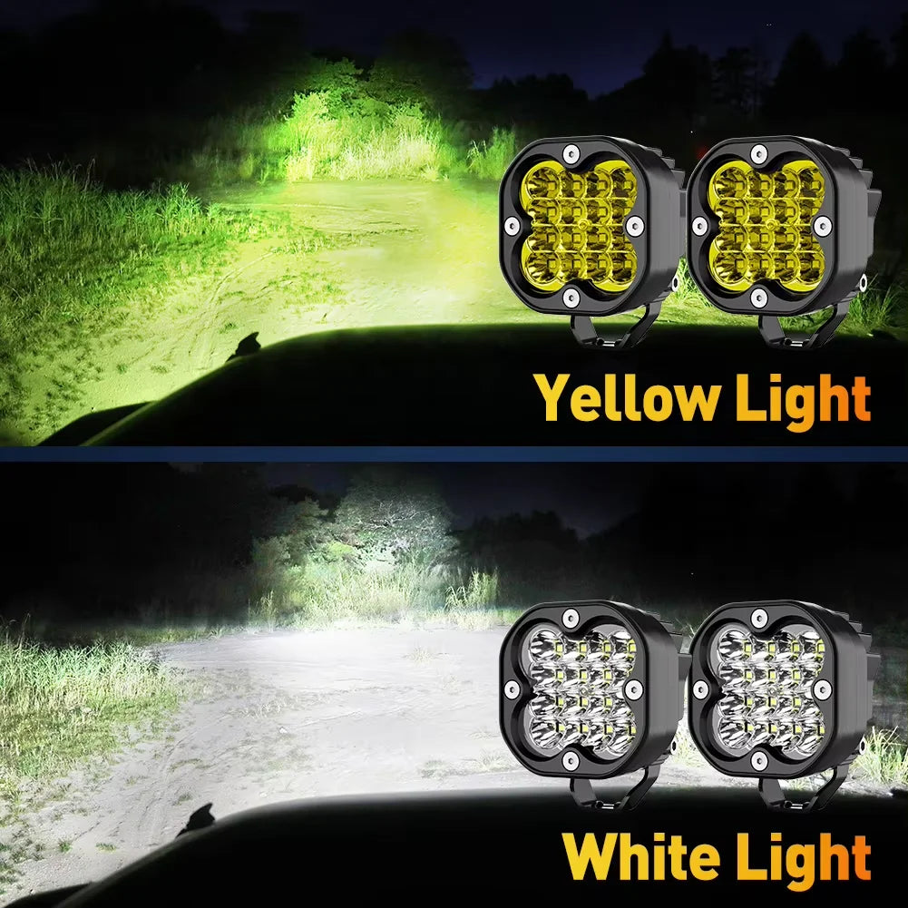 3 Inch Led Work Light Bar 12V Spotlights White And Yellow 4x4 Offroad Accessories LED Headlights Fog Lamp For Motorcycle Truck