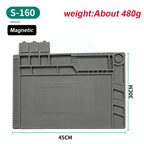 Silicone Soldering Pad Desk Platform Mat for Welding Station Iron Phone PC Repair Magnetic Heat Insulation No Lead S-160