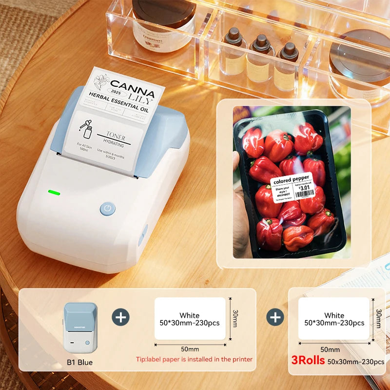 NIIMBOT B1 Bluetooth thermal label printer 2 inch portable sticker maker with tapes