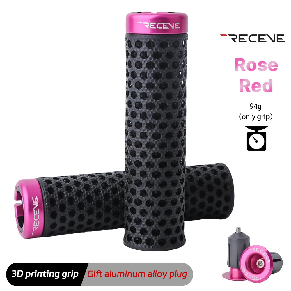 RECEVE Folding Bike Lock-On Handlebar Grips with Aluminum End Caps, 3D Printed