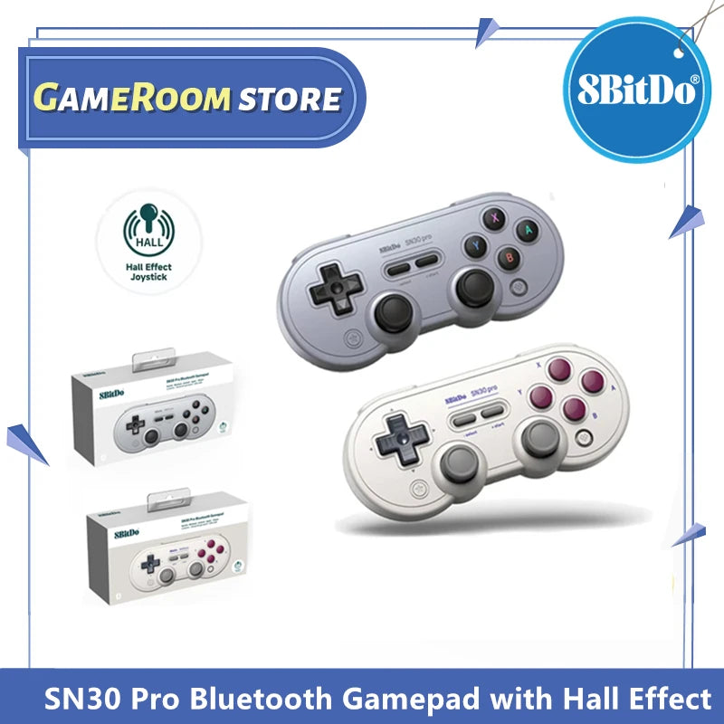 8Bitdo SN30 Pro Bluetooth Gamepad Controller Hall Effect Joysticks, G Classic, 2pcs