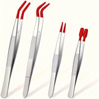 Stainless Steel Tweezers High-End Stainless Steel Plastic-Coated Tweezers For Eyelash Extension Assistance Coin Stamp Clips