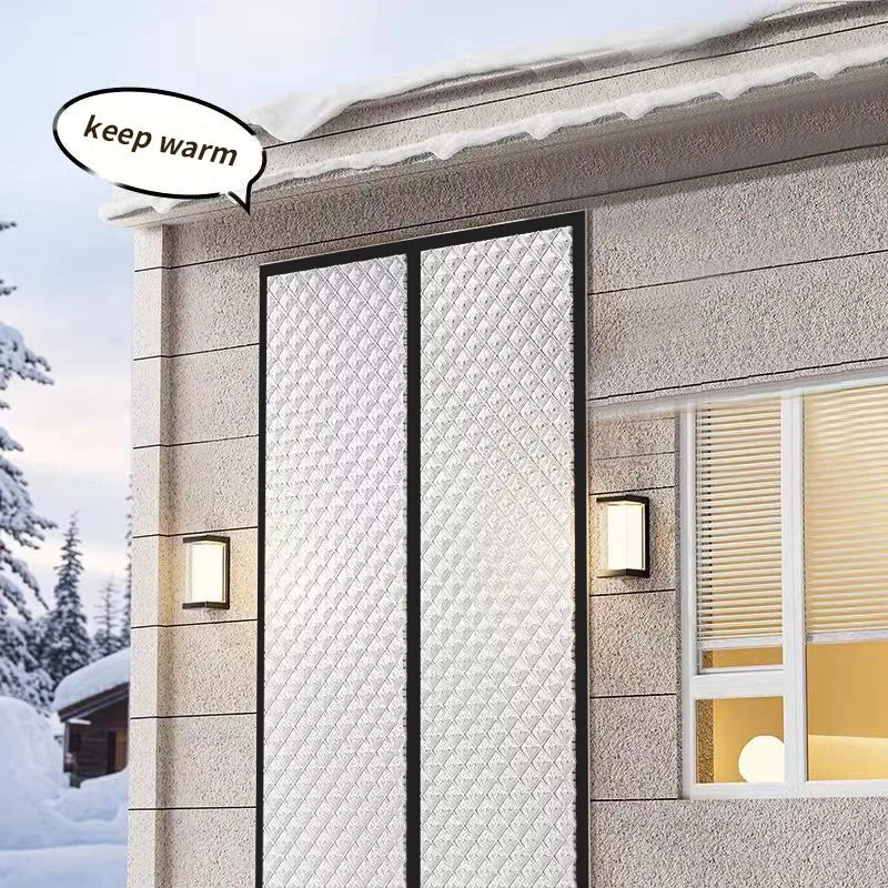 Black，Winter cotton door curtain, thickened, household insulation, windproof partition, cold proof self-priming door curtain