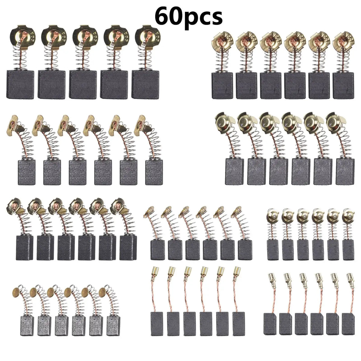 60Pcs Electric Motor Carbon Brushes Electric Hammer Drill Replacement Graphite Brush    For Angle Grinders Power Tool 10 Sizes