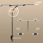 3/2/1-head Eye Caring Architect Lamp with Clamp Computer Monitor Flexible Gooseneck Colour-adjustable Table Lamp for Home Office