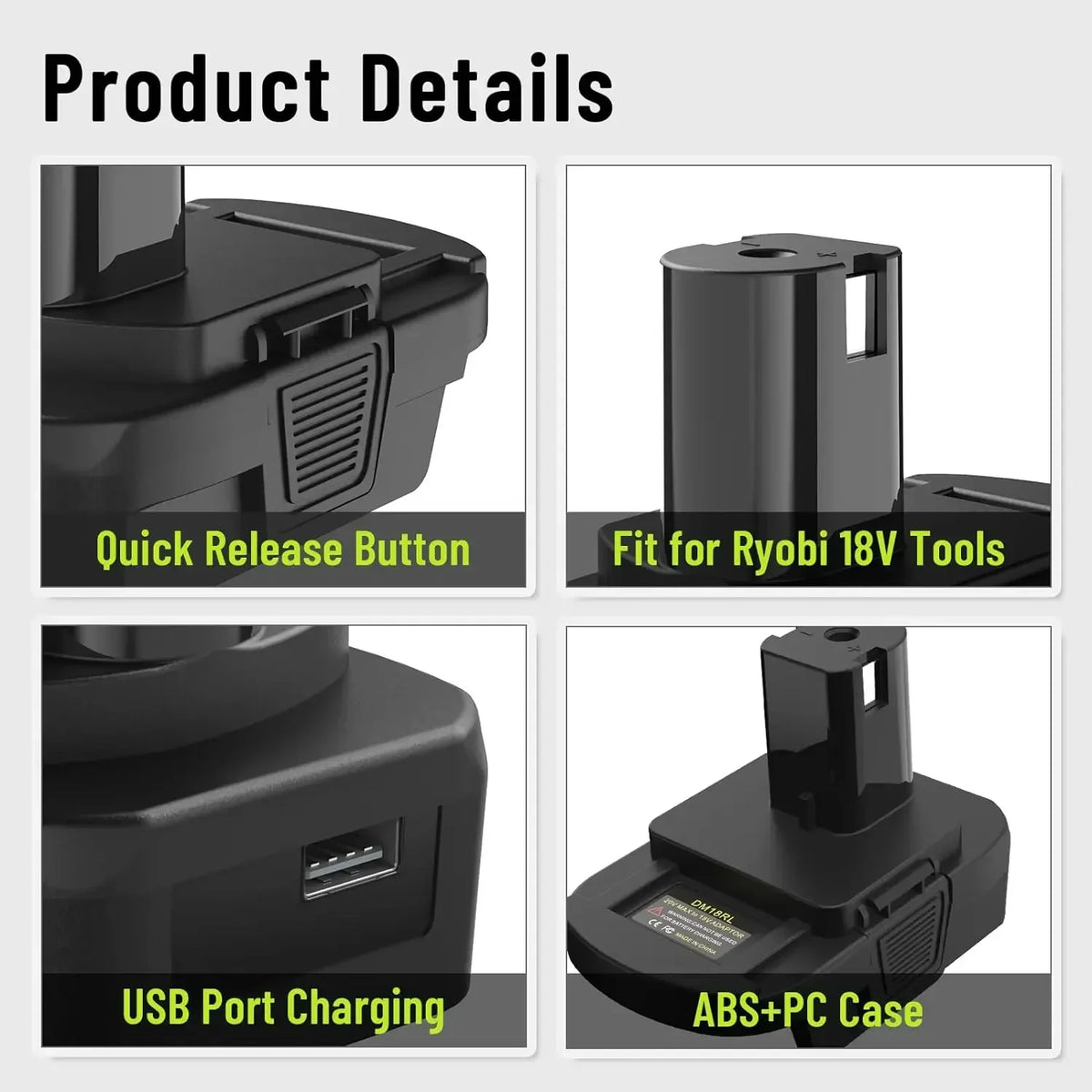 Battery Adapter Converter with USB For Dewalt 20V Li-ion for Milwaukee 18V Li-ion Battery to for Ryobi 18V Li-ion Battery tool