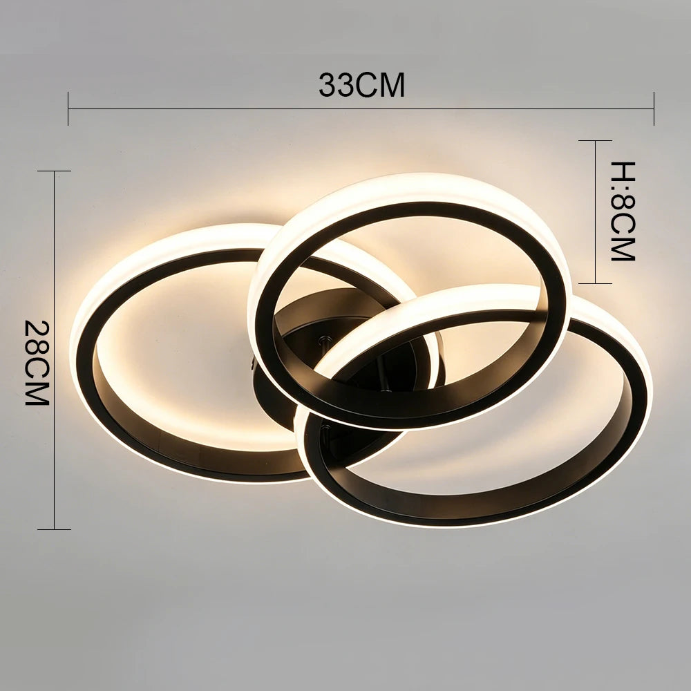 LED Ceiling Light Fixture, Black or White, Warm/Cold/CCT Options, Indoor Flush Mount