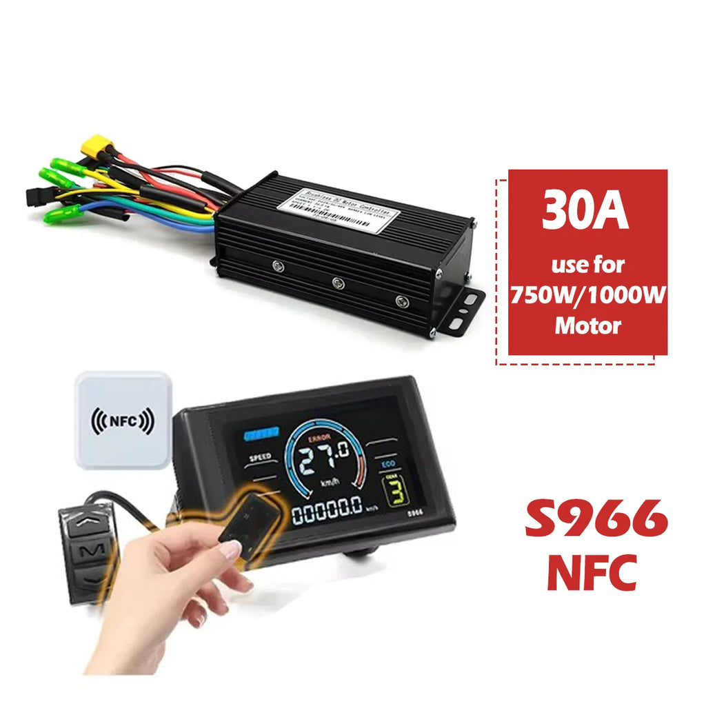 Ebike Sinawave Controller 36V/48V 17A/26A/30A with S966 NFC Display For 250W-1000W Electric Bicycle Conversion Parts E-scootor