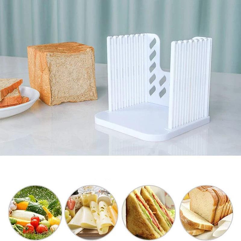 Foldable Bread Slicer Guide for Toast & Loaf Cutting Stand, Homemade Bread Slicing Tool