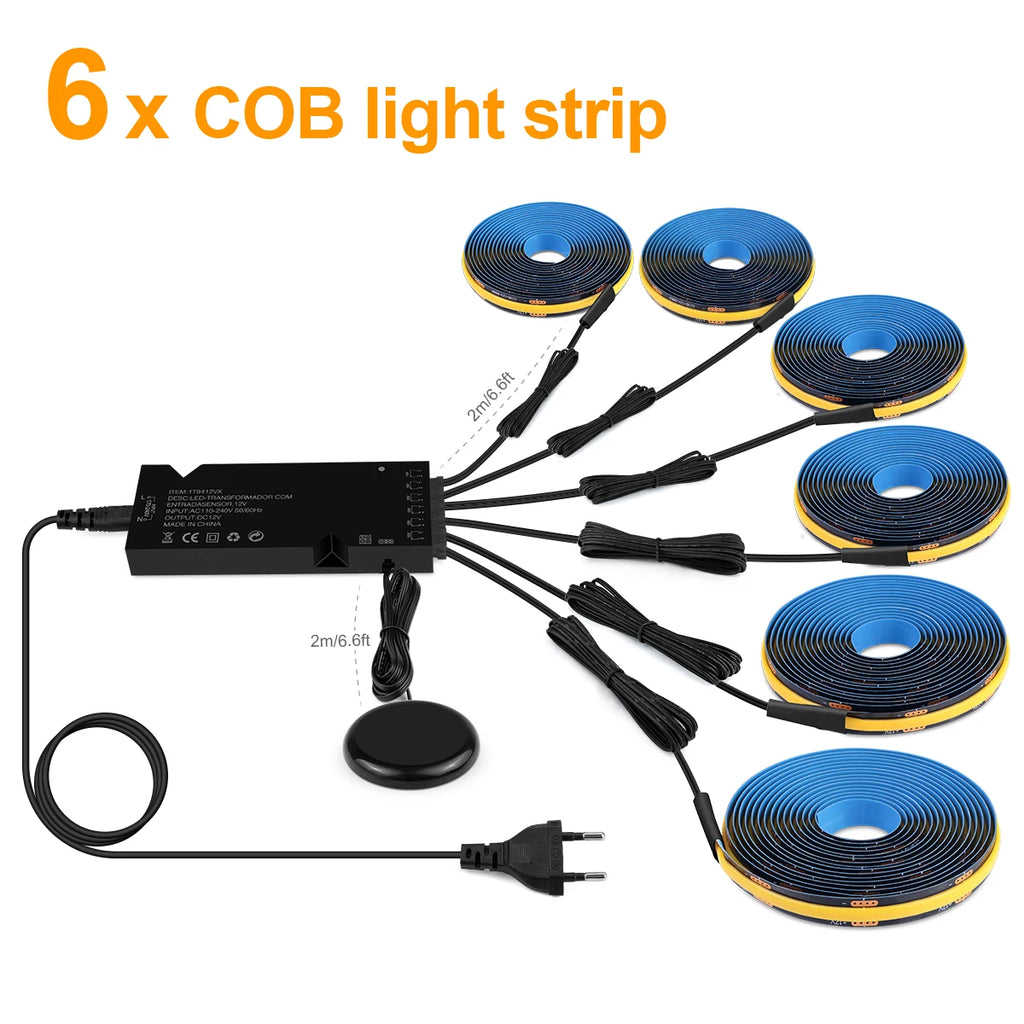 Blackboard COB Storage Cabinet Ceiling Panel Wall LED Strip Kitchen Light Wardrobe LED Tape Penetrable Wood Dimmable Touch Lamp