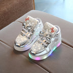 Kids LED Sneakers Girls Flash Light-up Board Shoes Spring And Autumn Children's Luminous Shoes Children's Glowing Light Sneakers