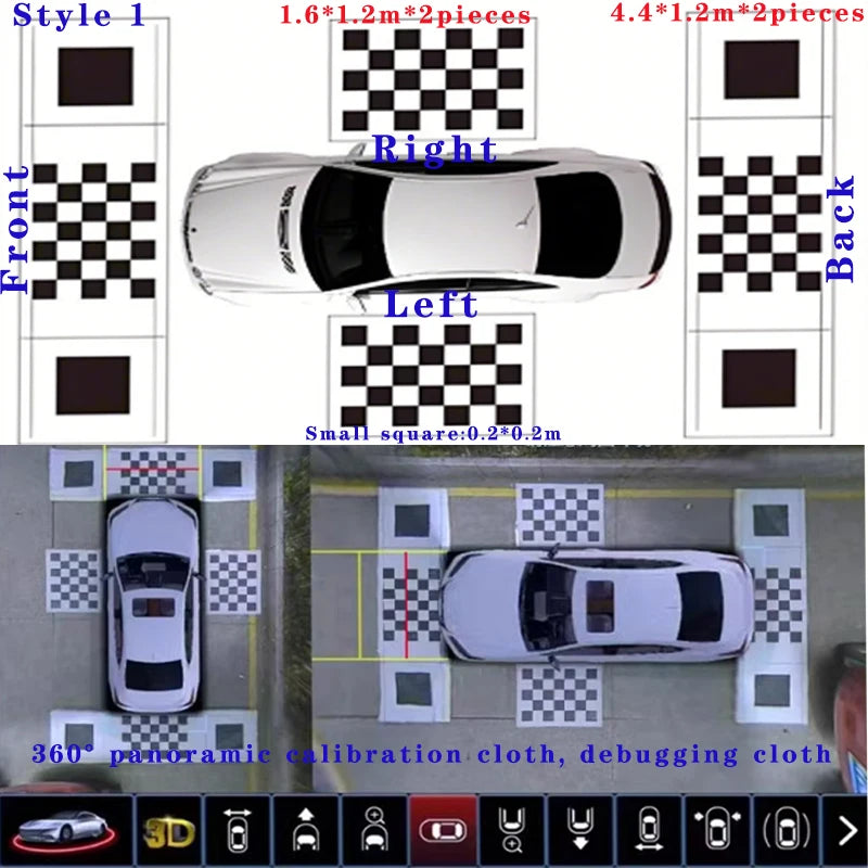 Car panoramic 3D 2D Calibration Cloth 360-degree Camera Surround Bird's-eye View System Debugging Cloth Special 4 Pieces/set