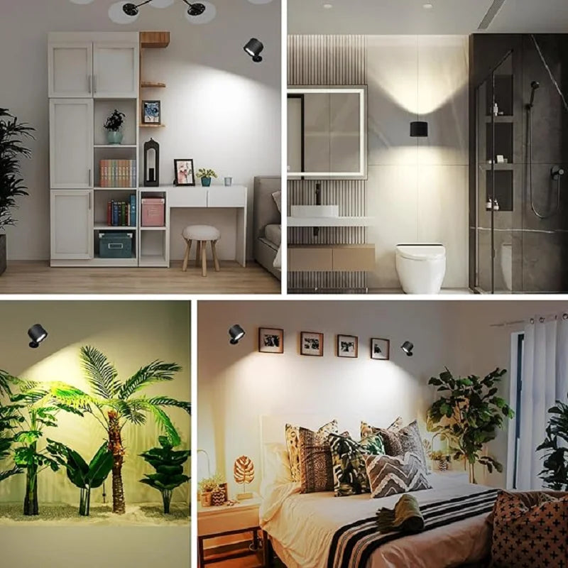 LED Wall Sconces Light Touch Control Double Head Wall Lamp 360 Rotatable 3Colors Wall Lights Wireless Night Lights For Bedroom