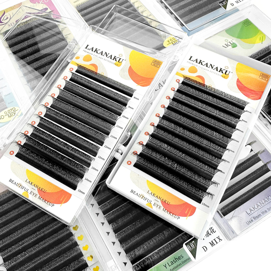 LAKANAKU 6 Trays 6D W Shaped Eyelash Extensions Volume Egipcio Full Cilios Natural Fio 6w Lash Soft Fans