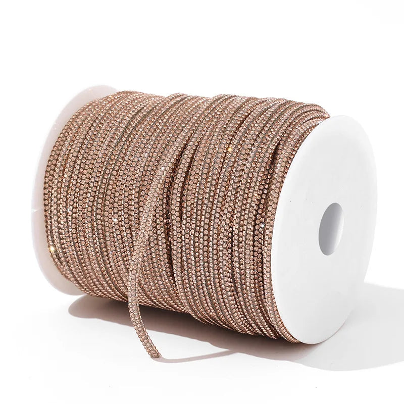 50yards 4mm Crystal Rhinestone Cord Trim Glass Diamond Rope DIY Sewing For Clothes Shoes Bags Wedding Dress Costume Decoration
