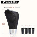 Universal 5-Speed Manual Leather Gear Shift Knob Red Stitch, M8 M10 M12 Adapters