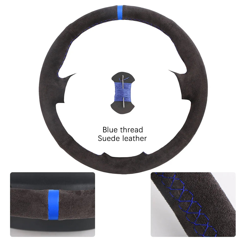 Custom For Mercedes Benz W176 W246 A-Class C-Class W204 C117 C218 X218 W212 C207 Car Steering Wheel Cover Microfiber Leather