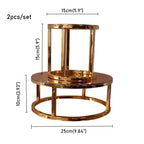 Gold Metal Cake Stand Set Round or Square Dessert Display Pedestal, 2pcs/3pcs or Single