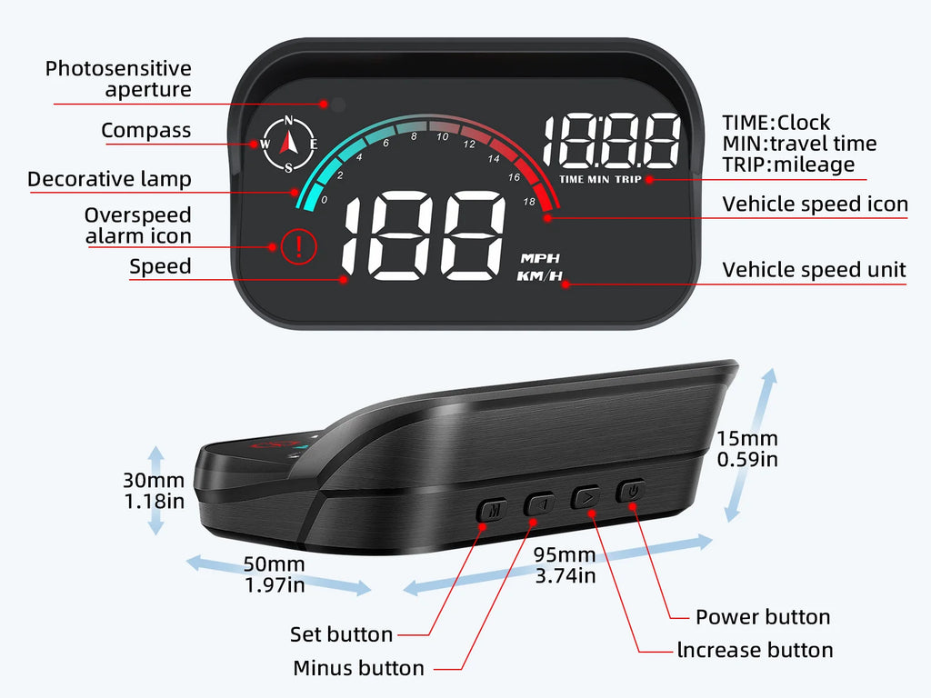 AD M22 GPS HUD For All Cars Head Up Display Universal Digital GPS Speedometer LCD Projection On Glass Windshield Projector Speed