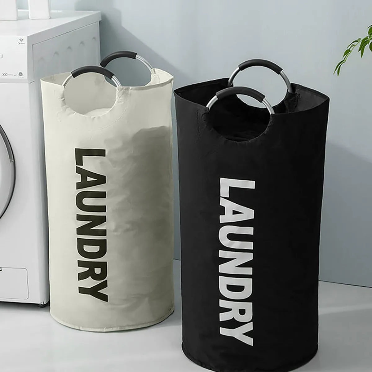 Extra-Large Waterproof Foldable Laundry Basket Hamper with Padded Handle, Grey
