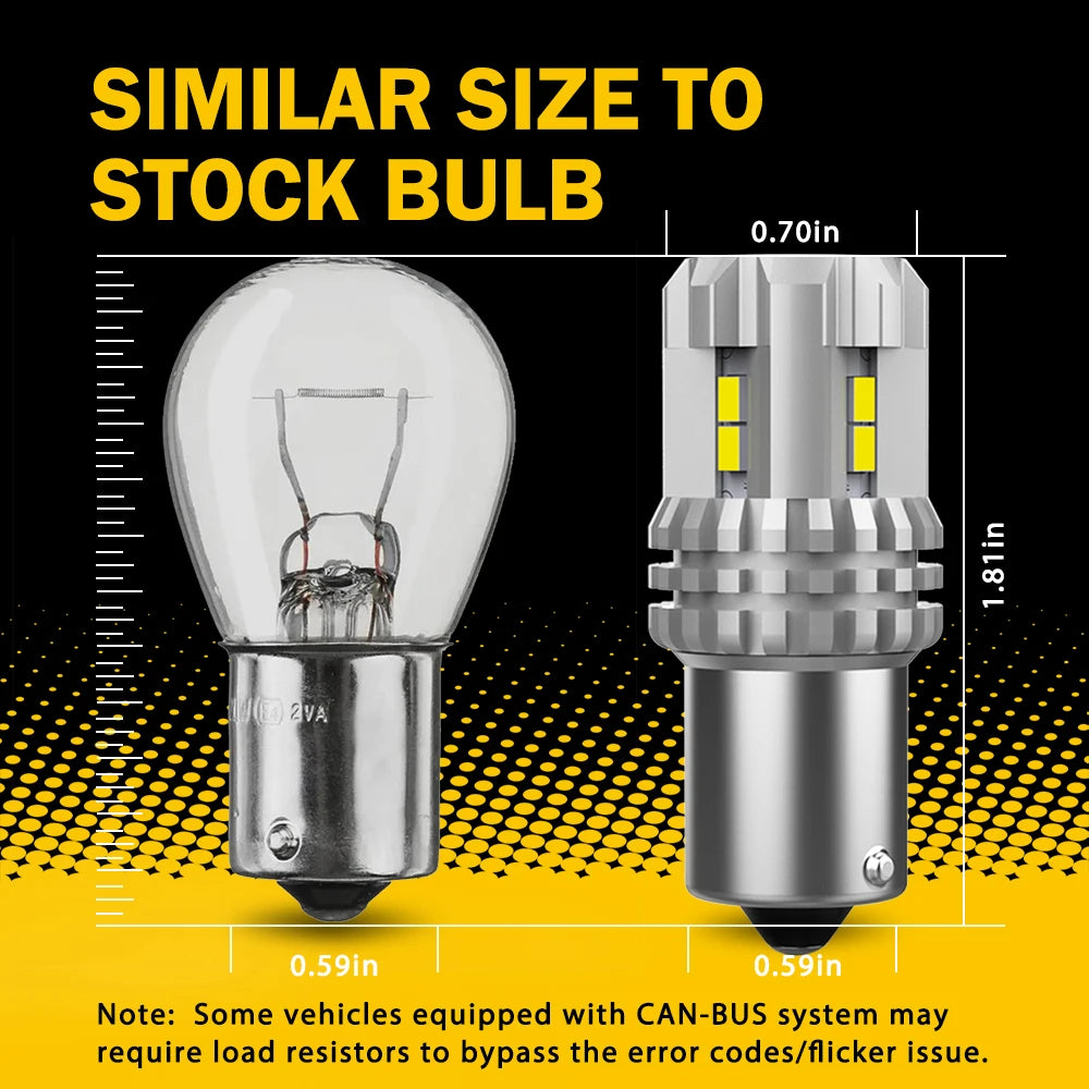 AUXITO 2Pcs P21W Ba15s LED Reverse Light Bulbs 6000K White Car 1156 7506 LED DRL Tail Turn Signal Lamp 3020SMD Yellow Amber 12V