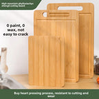 Double-Sided Bamboo Cutting Board - Natural Moso Bamboo Anti-Mold Kitchen Chopping Board with Vertical Stand