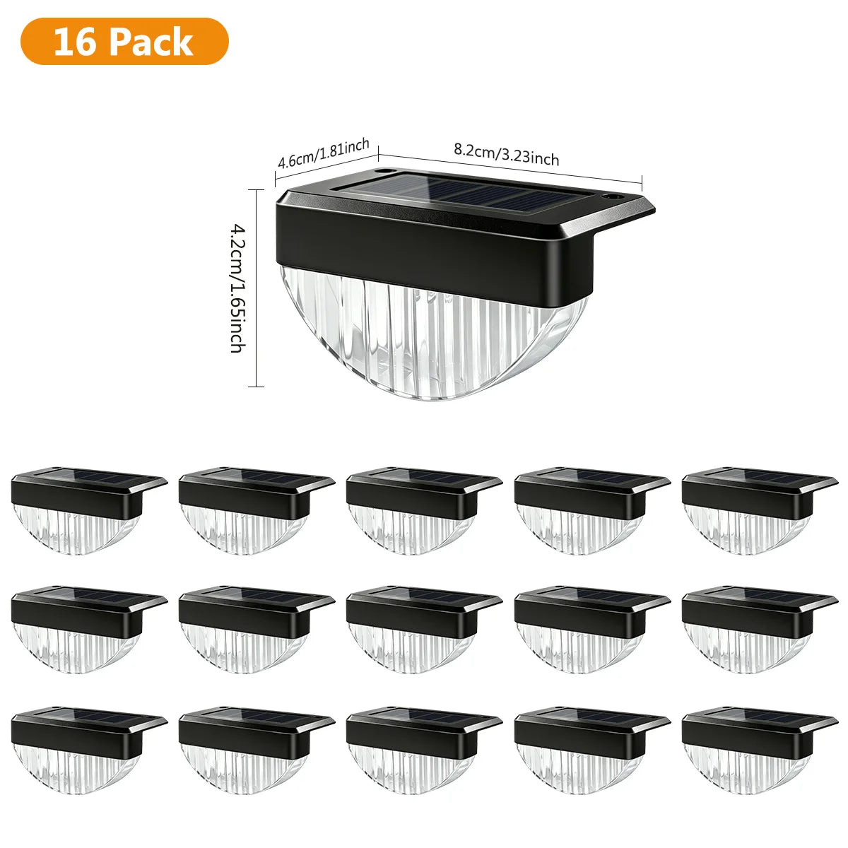 Solar Deck Lights Outdoor 8/16 Pack Solar Step Light Waterproof Fence Lights for Patio Stairs Post Pathway Porch Driveway Yard