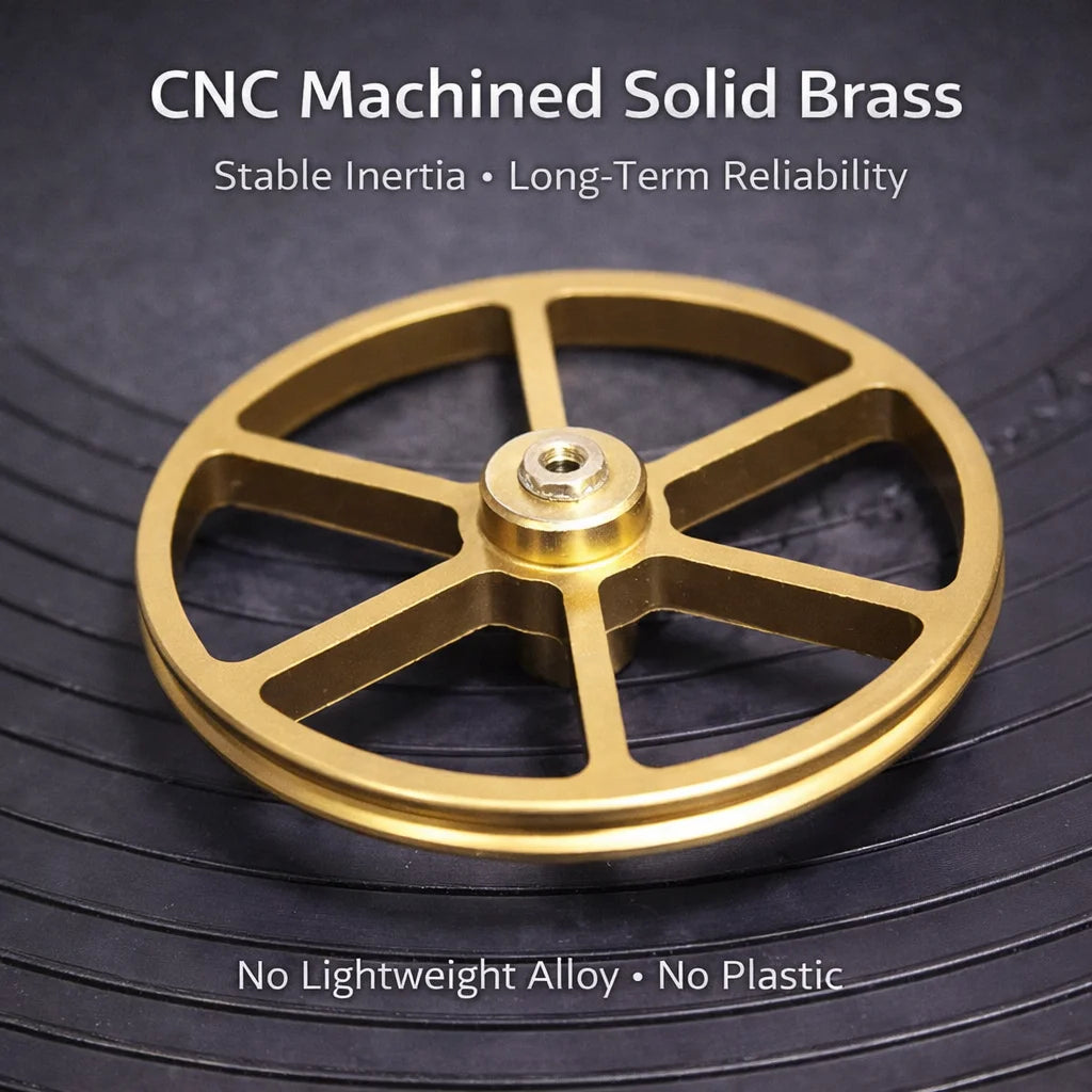 Brass Idler Wheel Drive Component for Lenco L75 / L78 Turntables, Precision Shaft, Complete Replacement Kit with Rubber Tires