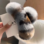 Natural Rex Rabbit Fur Hair Claw Large Hairpin Temperament Clip New Cute Plush Hair Scratching Ponytail Fuzzy Claw Clip