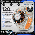 2026 New 1100mAh Large battery Smart Watch 1.7" AMOLED Full Touch Screen 5ATM Waterproof GPS Compass Sports Run Ride Smart Watch