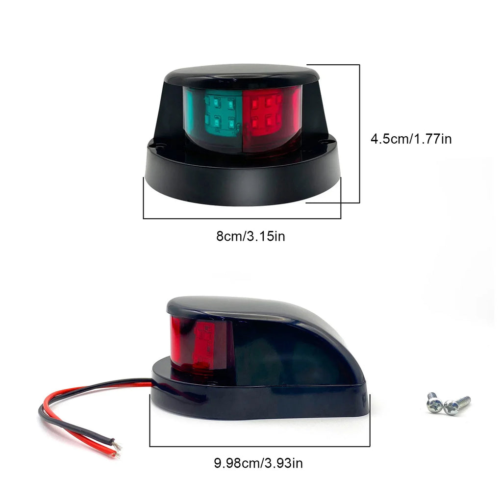 Waterproof DC12V LED Boats Bow Navigation Light Red Green Stern Sailing Signal Lamp for Marine Yacht Warning Light Accessories